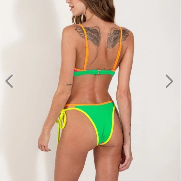 NWT OneOne Swimwear Bikini Set Manhattan Neon Pink Jenna Alexa NEW Yellow Green - Picture 4 of 6